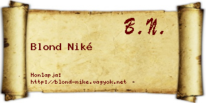 Blond Niké névjegykártya